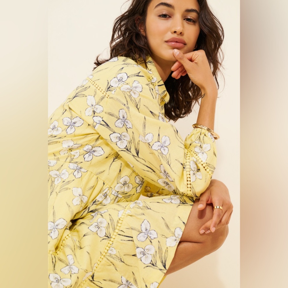 NWT Anthropologie Maeve Bettina Ladder Linen + Lace Mini Dress, Size S - Picture 3 of 10